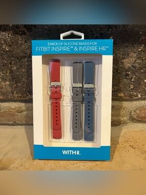 WithIt Fitbit Inspire and Inspire HR Silicone Bands 3-Pack Red, Blue, Grey
